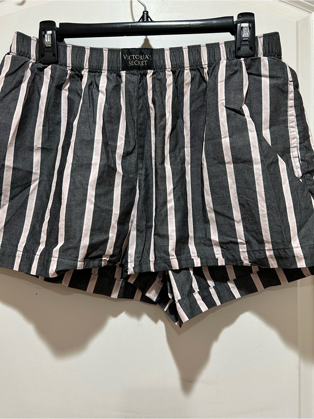 Victoria's Secret Black and Pink Striped Lounge Shorts